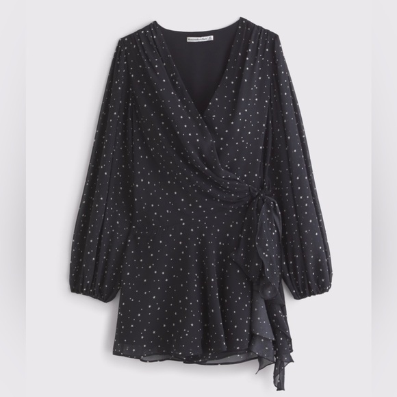 Abercrombie & fitch Long-Sleeve Plunge Wrap Mini Dress size XS - Picture 3 of 5